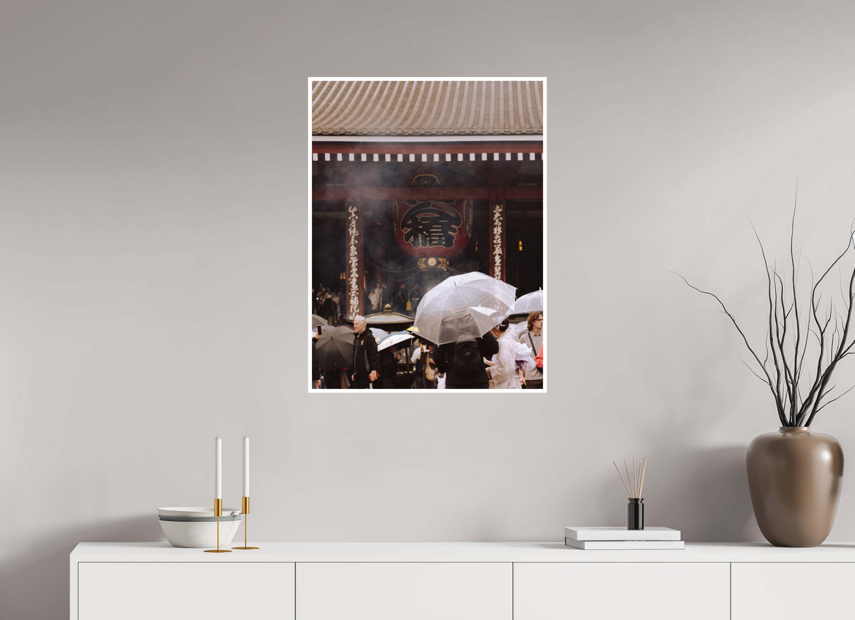 60 x 80 cm, White Border Tokyo Umbrella