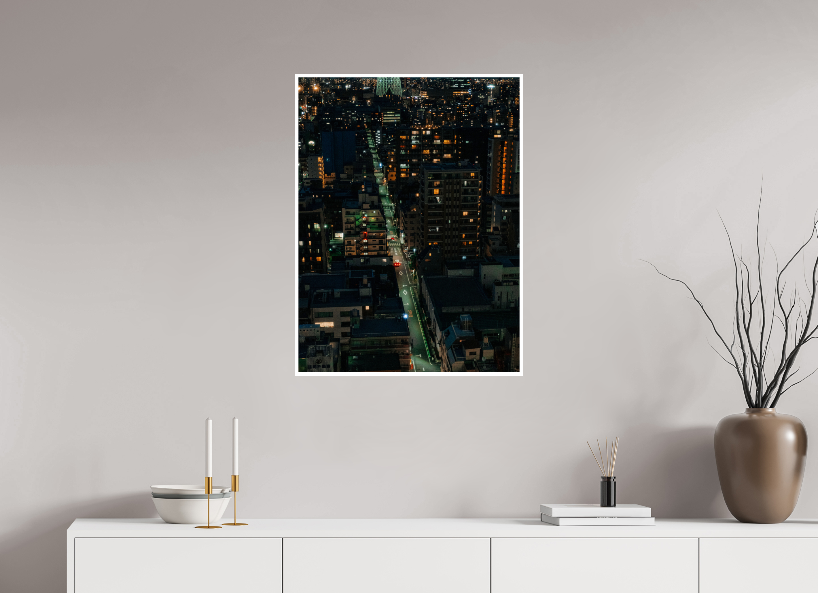 60 x 80 cm, White Border Tokyo Lights